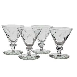 4 Libbey Simplicity Champagne Coupes 4" cocktail glass vtg 1950s barware